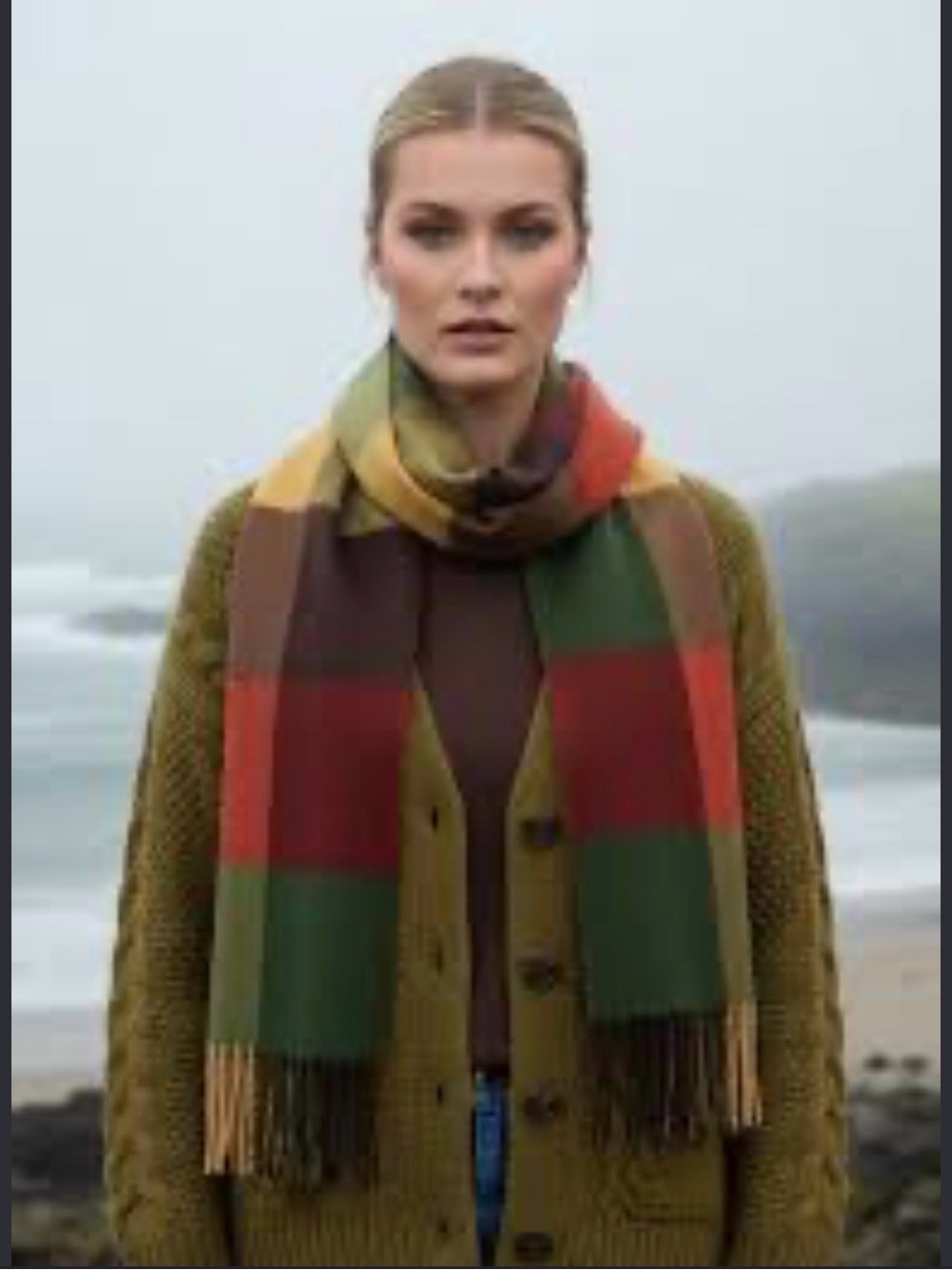 John Hanly Irish Wool Color Block Scarf EUC